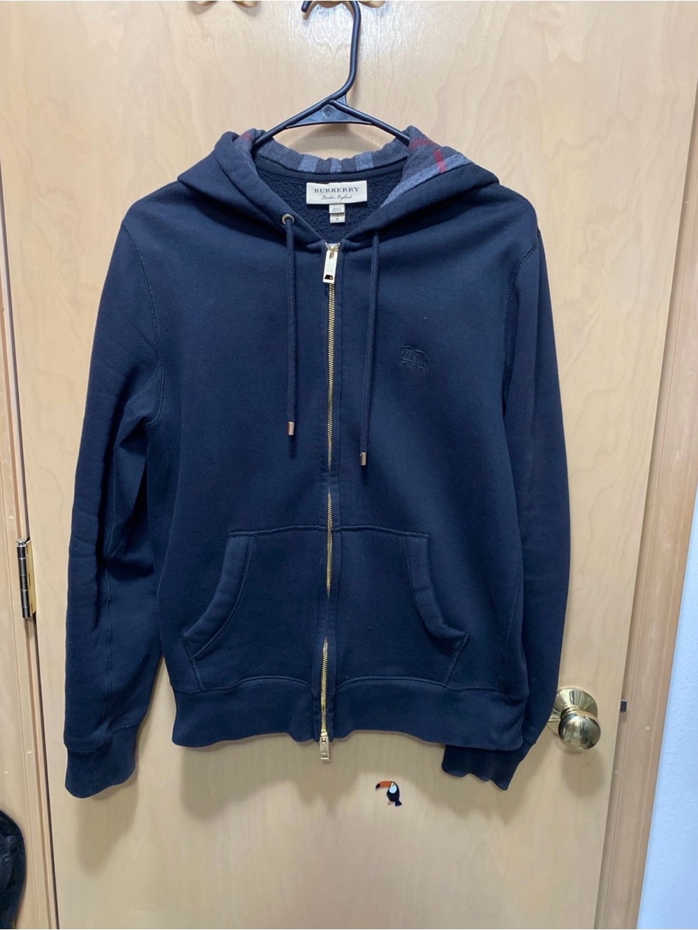 Burberry black check hood zip up